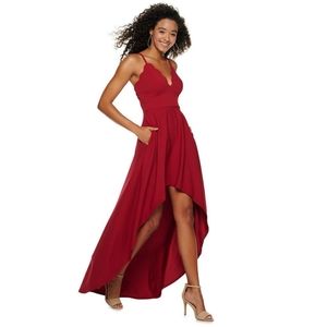 Speechless scalloped neckline hi low dress